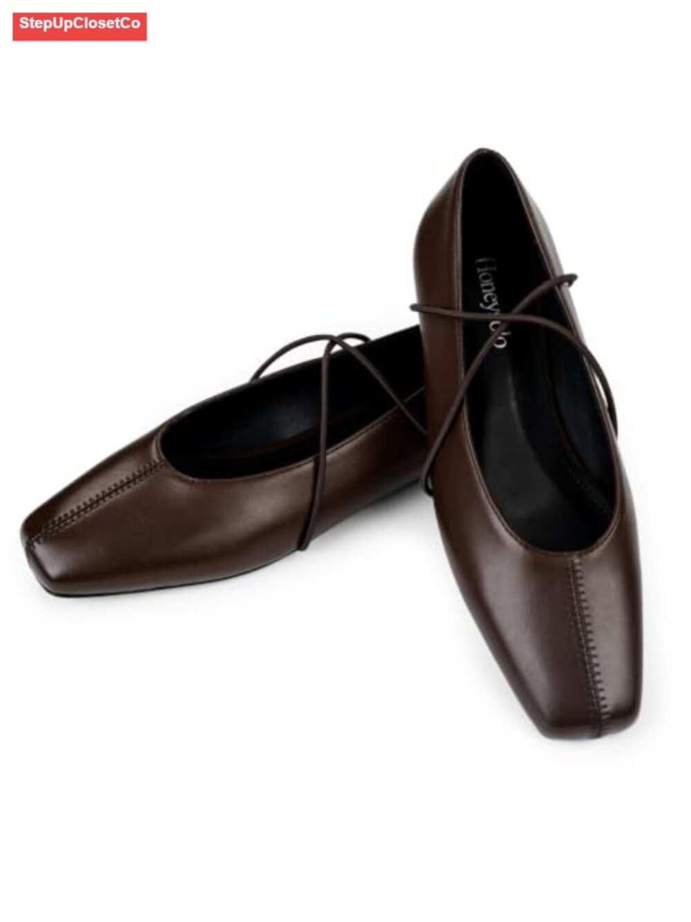 Square Toe Ballet Flats Crisscross Strap Mary Jane Women's Faux Leather